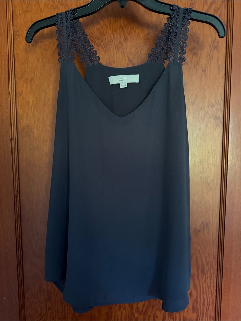 LOFT Dark Gray Lace-Trim V-Neck Camisole